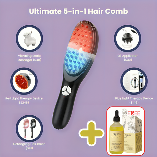 RevitaGrow™ | 5-in-1 Hair Revive Comb + Veganic Hair Oil